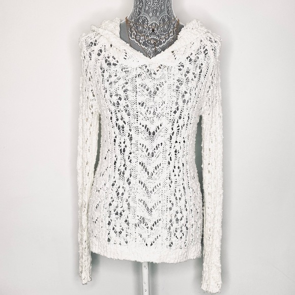 Anthropologie Tops - ANTHROPOLOGIE Yellow Bird Crochet Hoodie Sweater